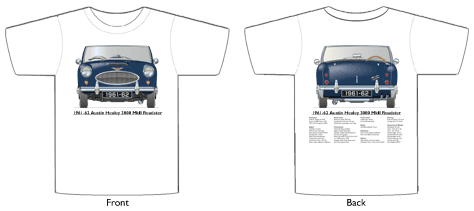 Austin Healey 3000 MkII Roadster 1961-62 T-shirt Front & Back